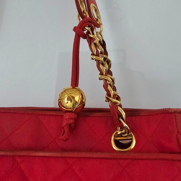 CHANEL Satin Lambskin Chain Shoulder Bag Quilted Ball Charm Gold Hardware - Picture 16 of 16